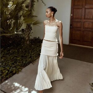 Cream knit combination Maxi skirt